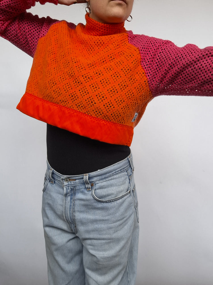 Orange Pink Crop Blanket Jumper