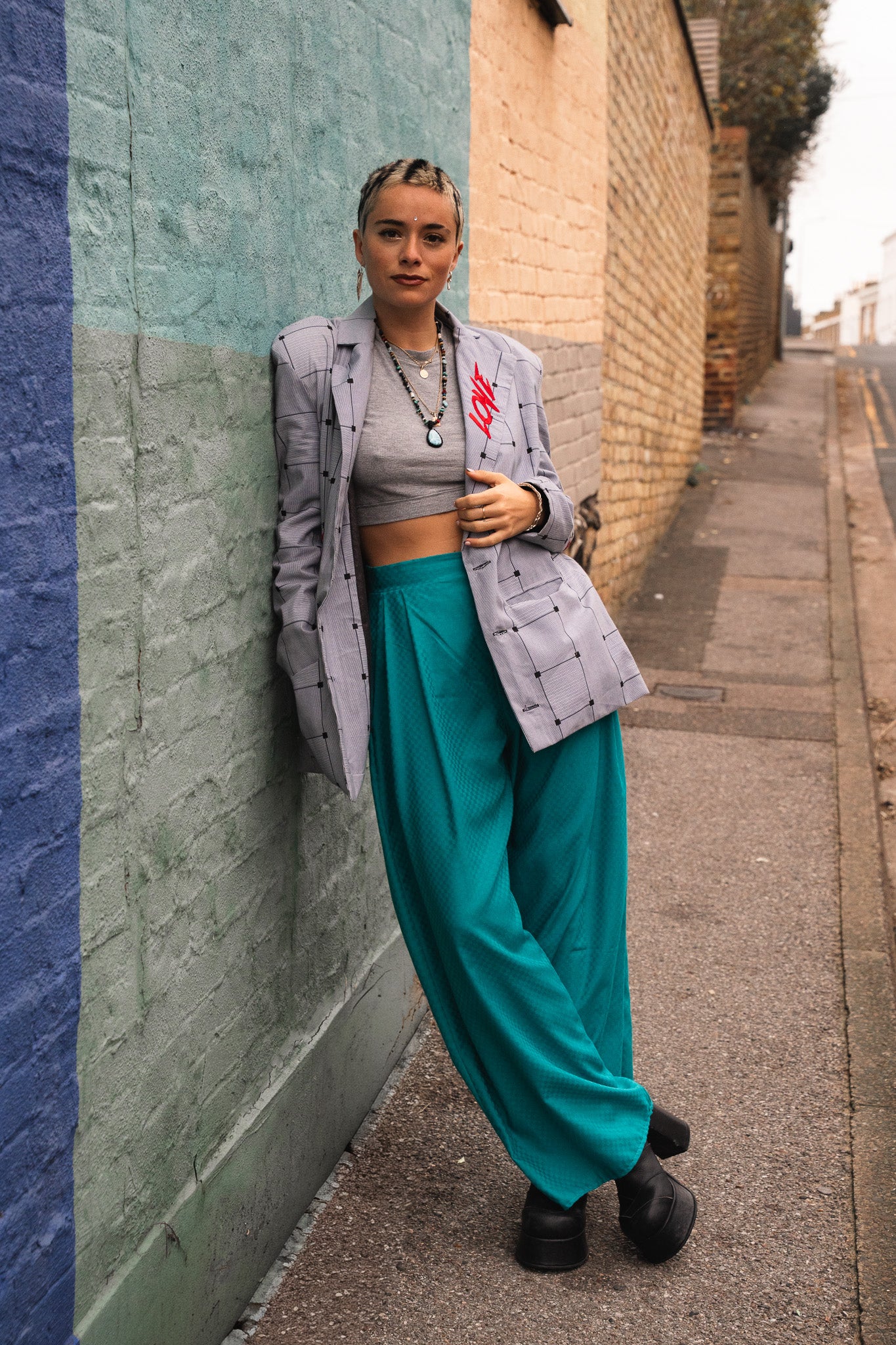 Teal Pleated Slacks