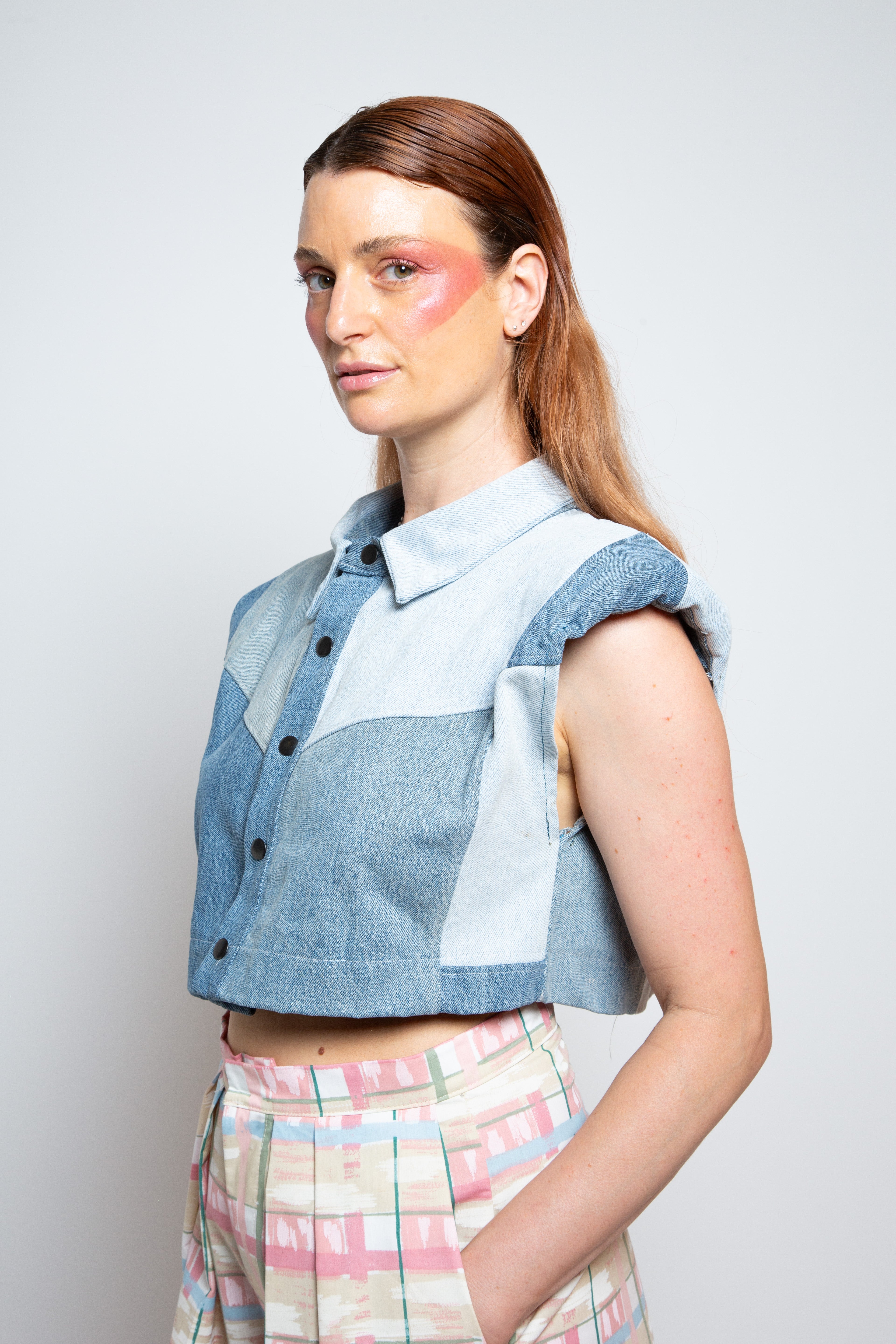 Cropped Denim Waistcoat